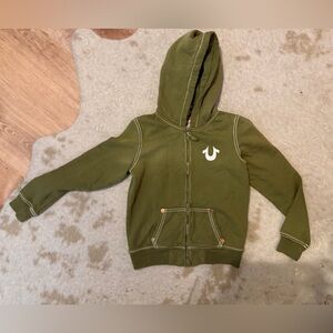 $99 True Religion women full zip Hoodie Sweats Olive Green Military X-Large GUC